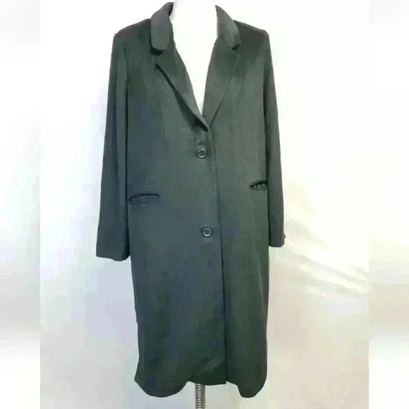 Women's NY&C Eva Mendes Dark Gray Long Wool Blend Dress Coat Sz L - Picture 1 of 10